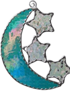 stained glass moon and stars - png gratis