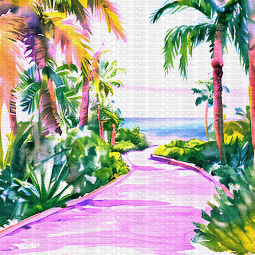 ♡§m3§♡ tropical pink landscape water image - Free PNG