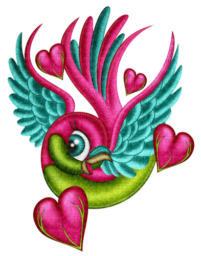 Oiseaux Vert Rose Bleu:) - PNG gratuit