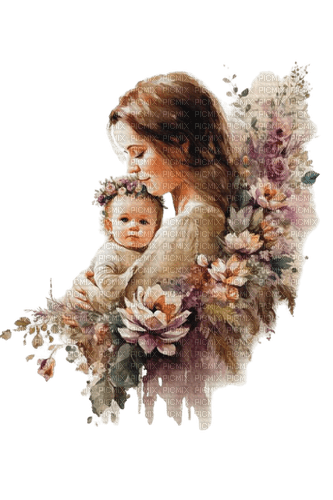 loly33 mère enfant aquarelle - 免费PNG