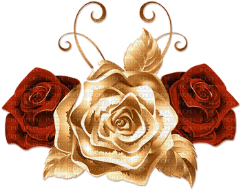 soave deco flowers rose gold red - 免费PNG