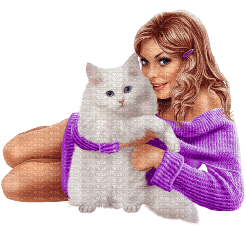 loly33 femme hiver chat - бесплатно png