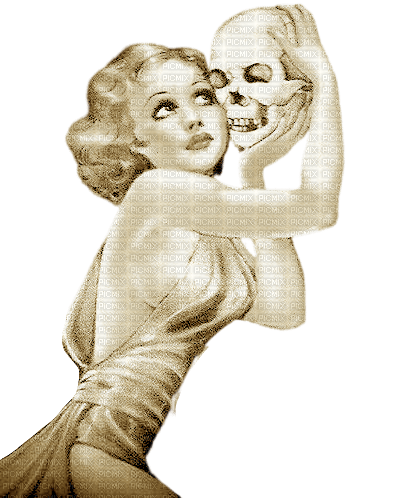 Vintage Woman Halloween Skeleton - безплатен png