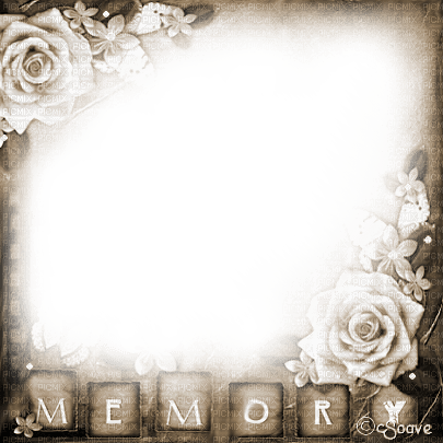 soave frame vintage flowers rose text memory sepia - Free PNG