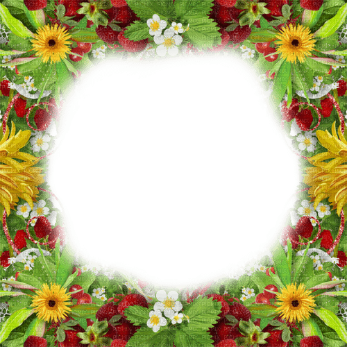 Frame.Strawberries.Red.Green - By KittyKatLuv65 - Free PNG
