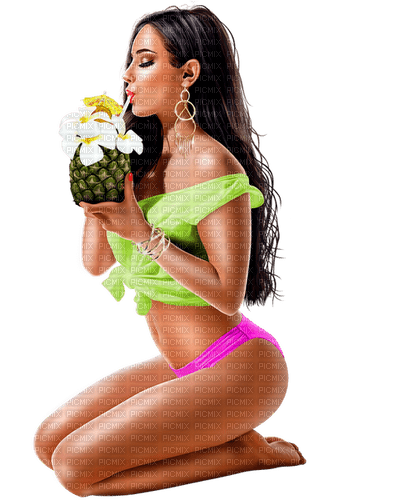 Woman. Coconut. Tropical. Summer. Leila - PNG gratuit
