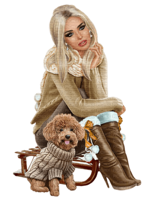woman femme frau beauty tube human person people winter hiver dog - png gratis