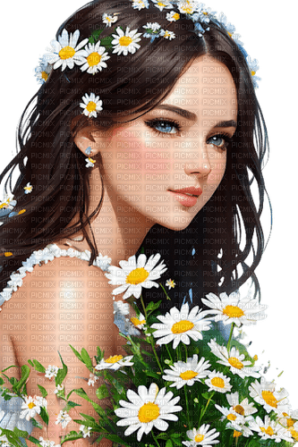 loly33 femme marguerite - Free PNG