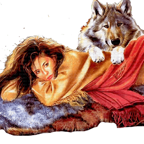 индианка и волк - darmowe png