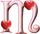 Kaz_Creations Alphabets With Heart Pink Colours Letter M - GIF animé gratuit