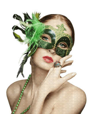 woman femme frau beauty tube human person people carnival karneval venice mask green carnaval masque - 無料png