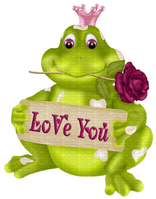 Kaz_Creations Deco Frog Flower Text Love You - 無料png