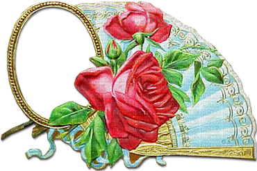 soave deco vintage fan flowers rose victorian - PNG gratuit
