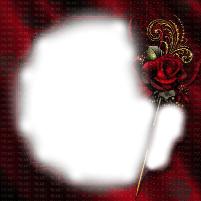 frame cadre rahmen vintage red fleur flower fond tube overlay - 免费PNG