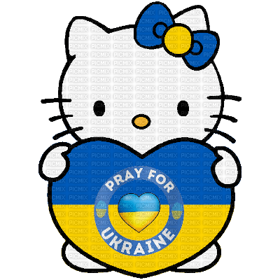 Hello Kitty - Pray for Ukraine - png gratis