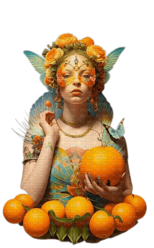 frau, woman, femme, orange, fruit - ilmainen png