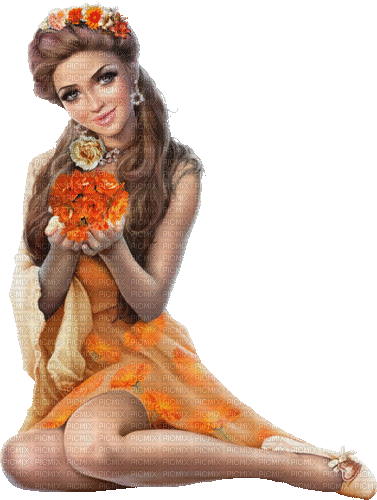 Femme.Women.Orange.Chica.Victoriabea - Ingyenes animált GIF
