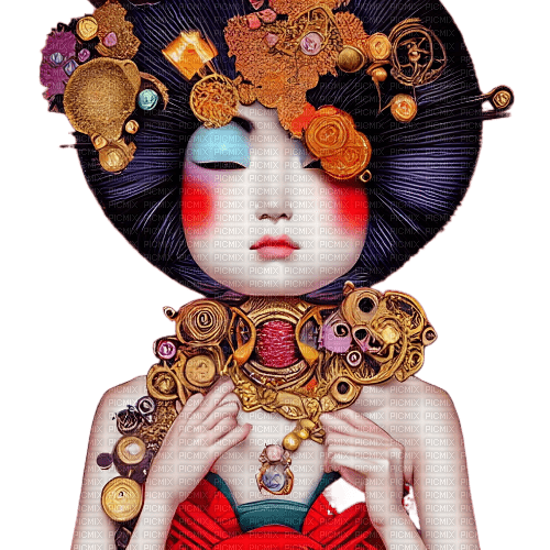 kikkapink surreal woman geisha - ingyenes png