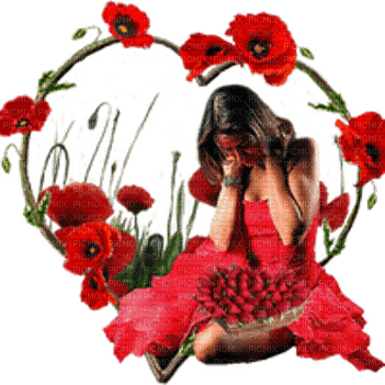 femme coquelicot woman poppy flowers - png gratuito