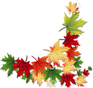 soave deco autumn leaves corner green - PNG gratuit