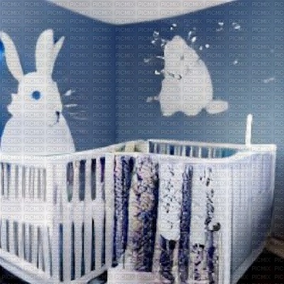 Blue Nursery with Bunny Mural - Free PNG