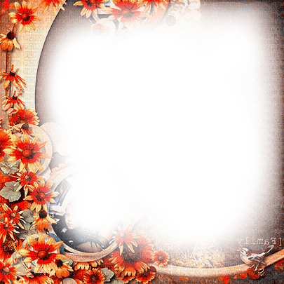 soave frame autumn flowers  orange brown - png gratuito