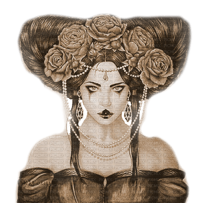 Y.A.M._Gothic Fantasy woman sepia - ilmainen png