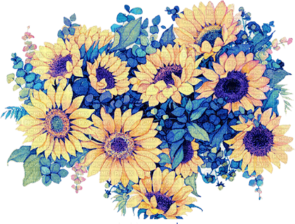 soave deco flowers sunflowers branch autumn yellow - Free PNG