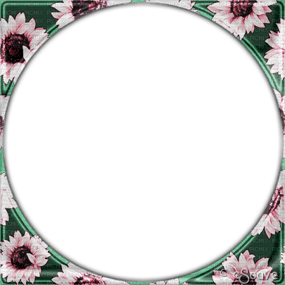 soave frame circle flowers sunflowers pink green - png gratuito