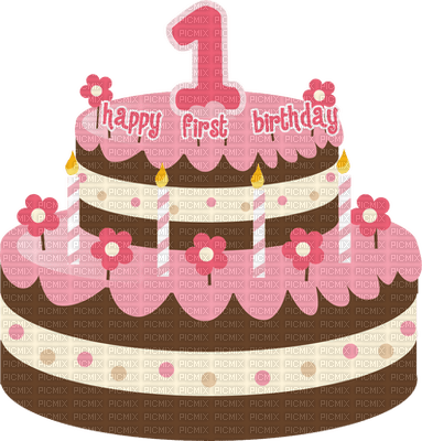 Kaz_Creations Happy 1st Birthday Cake - безплатен png