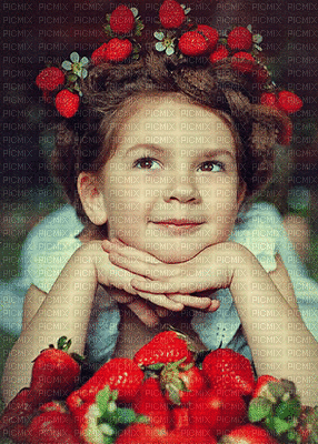 animé fille image des fraises color encre - Nemokamas animacinis gif