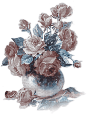 soave deco flowers vintage vase rose blue brown - darmowe png