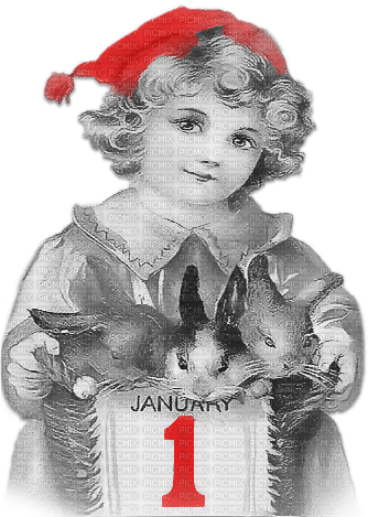 soave children vintage  girl new year text january - darmowe png