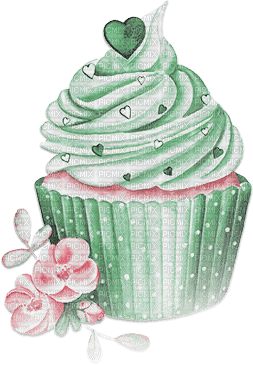 soave deco cup cake flowers green pink - nemokama png