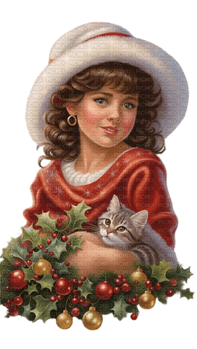 Noël enfant et son chat - gratis png
