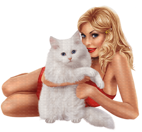 Woman with her cat. Leila - δωρεάν png
