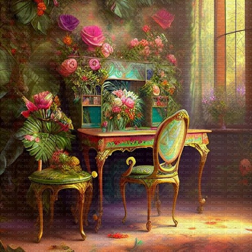 fantasy room background green pink - Free PNG