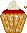 Pixel Red Velvet Gold Hearts Cupcake - gratis png