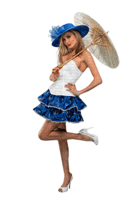 Kaz_Creations Woman Femme Blue Parasol - бесплатно png