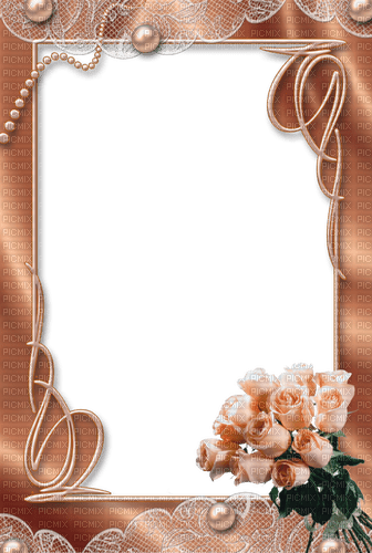 beige frames with roses - bezmaksas png