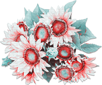 soave deco flowers sunflowers pink teal - 免费PNG