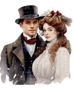 Victorian Winter couple - 無料png