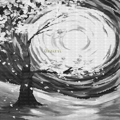 Y.A.M._Art Japan landscape background black-white - 免费动画 GIF