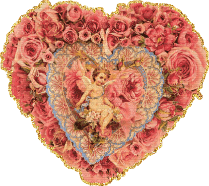 Vintage Rose Heart Decoration - GIF animate gratis