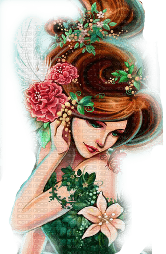 dolceluna woman rose flowers spring summer - 無料png