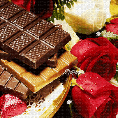soave background animated chocolate flowers rose - GIF animé gratuit