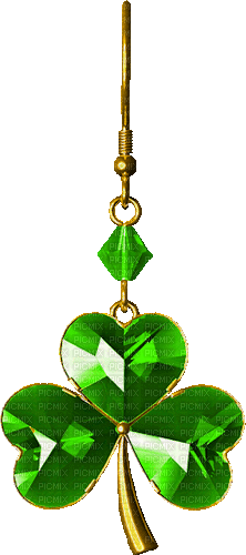 Earring.Clover.Green.Gold.Animated - KittyKatLuv65 - Free animated GIF