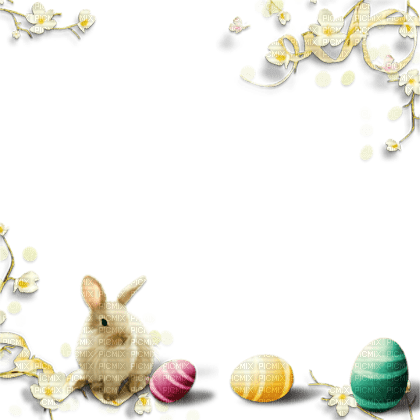 soave frame deco easter eggs bunny flowers branch - Free PNG