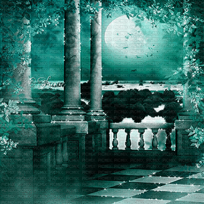 soave background animated gothic terrace teal - Animovaný GIF zadarmo