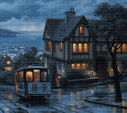Rena Straßenbahn Rain Landscape Hintergrund - фрее пнг